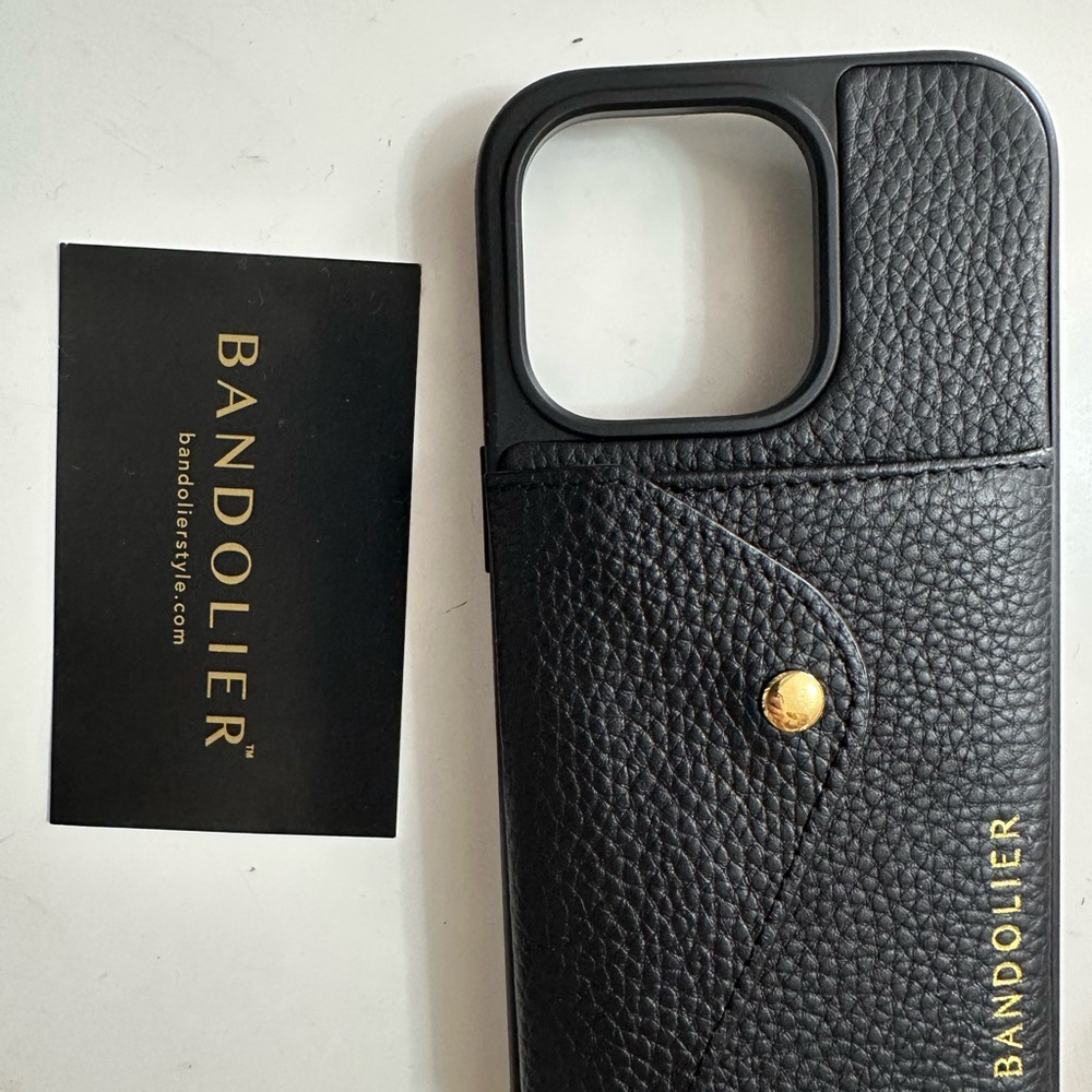 iPhone 14 Pro Brand New Bandolier Black Leather Phone Crossbody bag